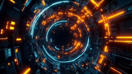 3D render of an abstract background with neon light lines on black, a glowing geometric stage design for a dance club and party concept. An abstract futuristic scene. Vector illustration. Background 