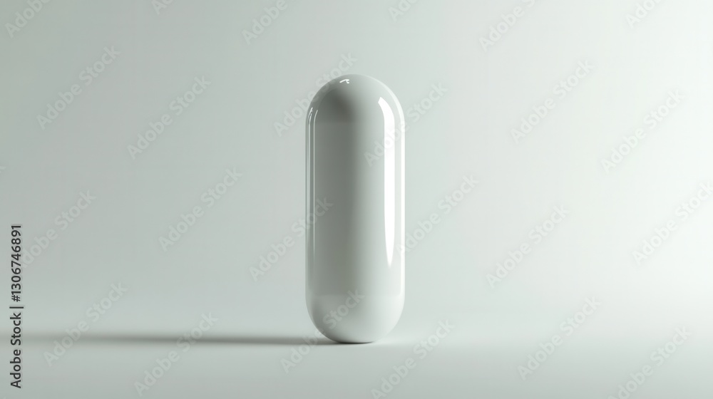 Poster Capsule showcasing minimalism with hyper realistic details on a clean white background featuring soft shadows Generative AI