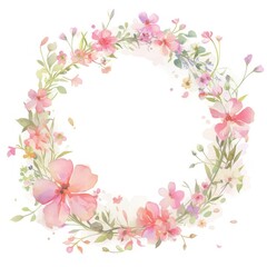 Fototapeta premium Delicate watercolor floral wreath