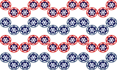 red and blue mandala wave on white background, design for fabric printing, replete pattern, repeat pattern image