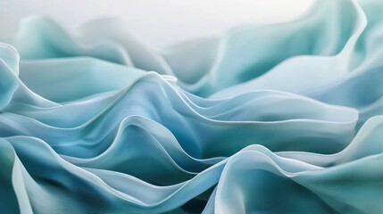 Obraz premium Wavy flowing fabric in shades of blue and white creates an abstract view