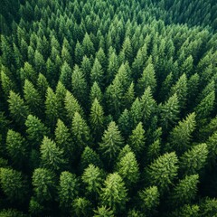 Obraz premium Pine Forest Pathway Walking Through a Serene Green Wonderland
