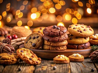 Rustic charm: a panoramic view of irresistible homemade cookies, biscuits, and bakery delights.