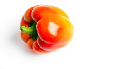 A vibrant, ripe bell pepper, perfectly isolated on a pure white backdrop, ingredient, raw