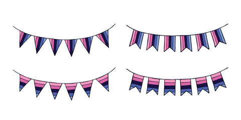 Fototapeta premium Set of colorful garland Omnisexual pride flag Happy pride day LGBTQIA community Pride Month Vector hand drawn doodle for posters, stickers, logo, cards