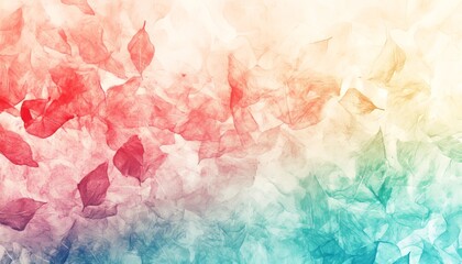 Fototapeta premium Soft Pastel Watercolor Background, Dreamy Leaves and Grass Silhouettes, Airy, Romantic