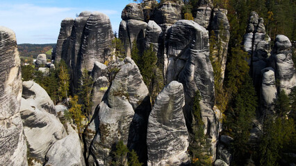 Adrspach rocks view from above Drone landscape Adrspach Czech Republic
