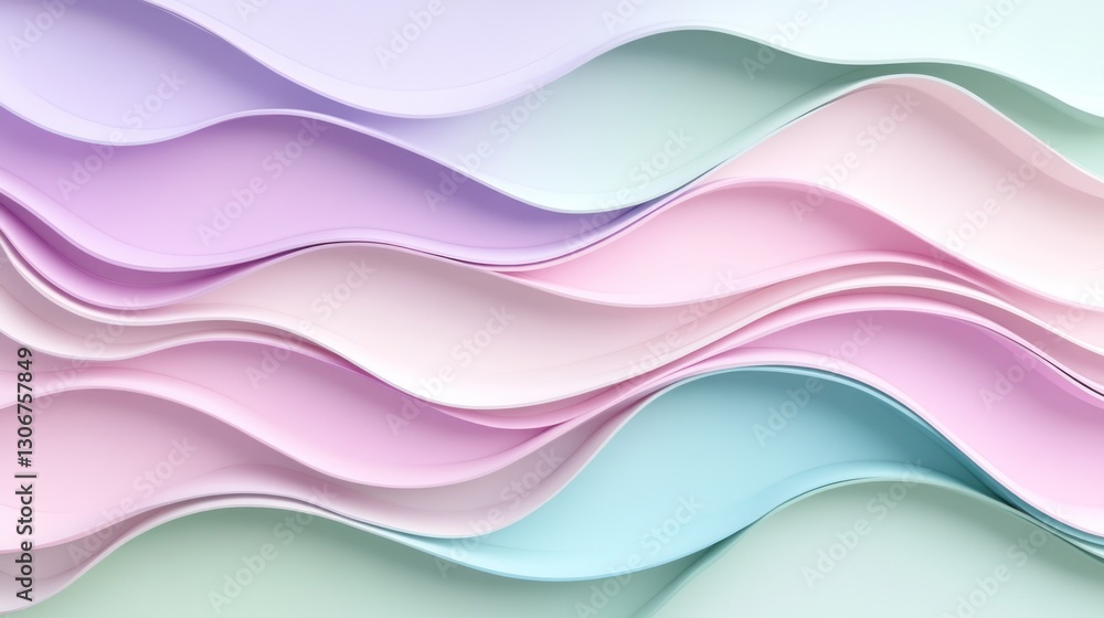 Poster smooth curving layers in pastel shades create a flowing design