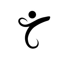 Minimalist swoosh line abstract human pose icon