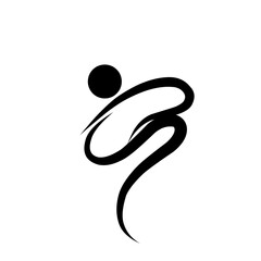 Minimalist swoosh line abstract human pose icon