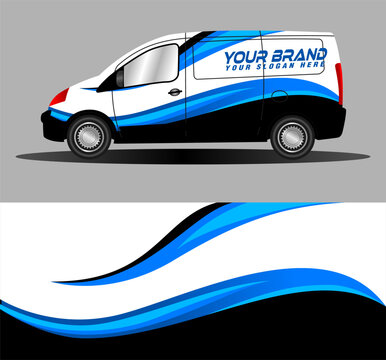 side view car van wrap decal design, concept graphic abstract stripe for branding design business identity, race and rally