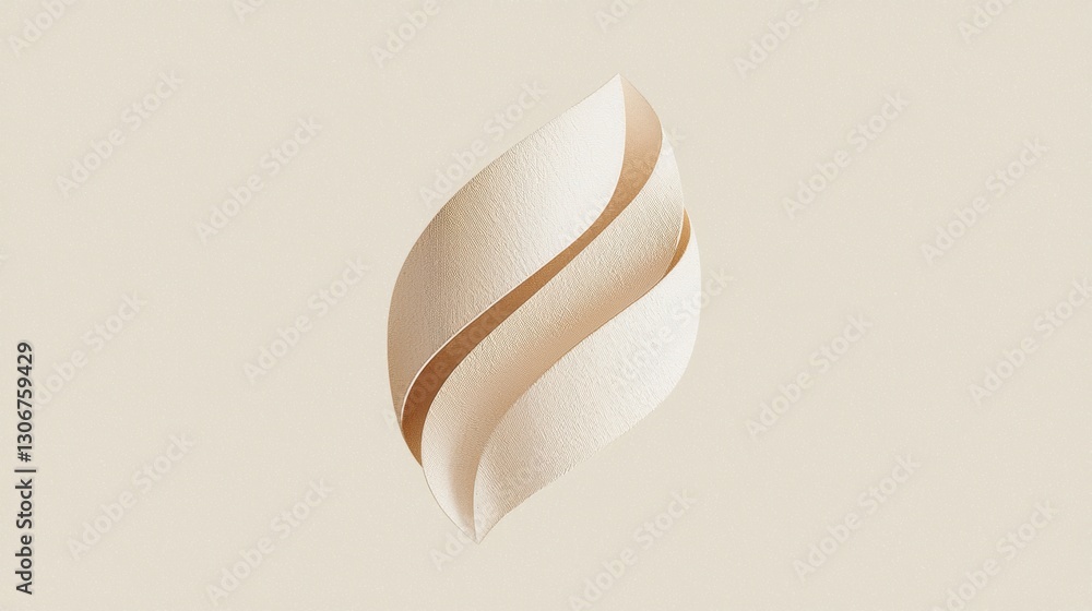Poster digital illustration of a leaf. the leaf is in the center of the image and is a light beige color. i