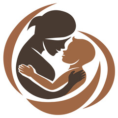  Mother and Baby Love Logo Vector Illustration