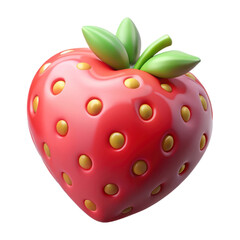 Strawberry PNG, Plastic style, 3D, isolated on transparent background