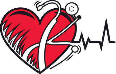 a stylized vector icon of a heart representing heart