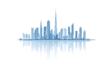 Fototapeta premium Dubai skyline reflection, urban landscape, travel brochure
