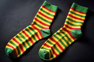 Brightly Colored Striped Socks in Shades of Green