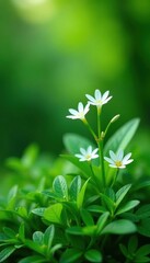 Fototapeta premium Green background with white physostegia flowers and lush foliage, flower, plant, garden