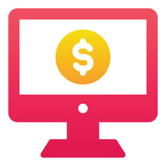 Gradient color icon, illustration for Online payment, online banking, computer.