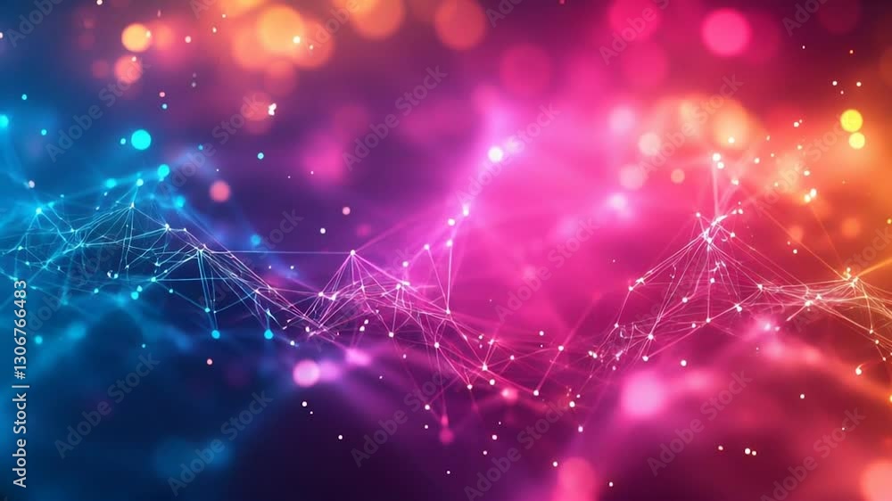 Poster vibrant abstract background with glowing dots and lines