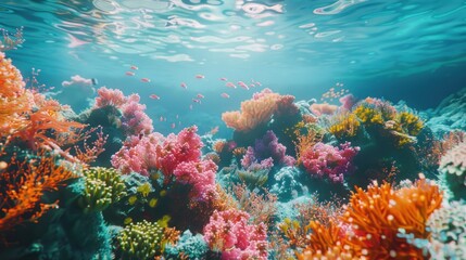 Naklejka premium Vibrant Underwater Coral Reef Paradise