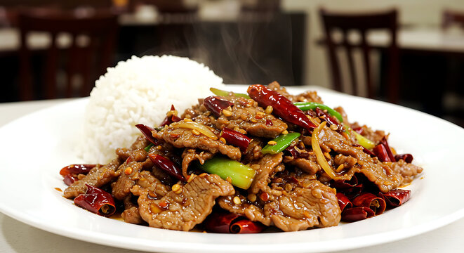 Chinese cumin lamb, stir-fried lamb with cumin and chili