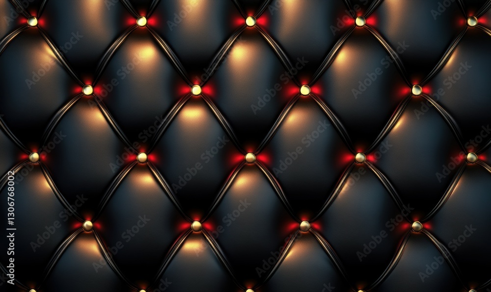 Poster luxurious black diamond leather illuminated by glowing red and gold highlights creating a bold and e