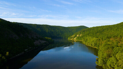 bay hills view from above mountains river