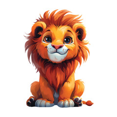 Cute cartoonish style lion flat vector