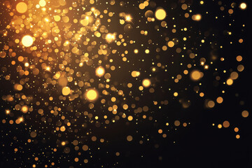 Radiant Golden Bokeh Lights on Dark Background for Festive and Elegant Design