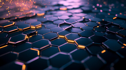 Fototapeta premium Hexagonal Pattern with Orange and Purple Highlights