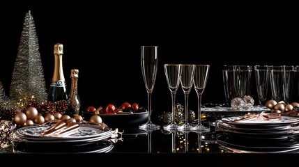 champagne glasses and candles