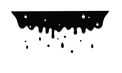 Abstract black paint drips on a white background. Creates a rough texture and dramatic contrast, adding an artistic and modern touch