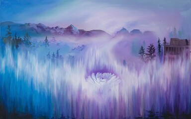 Fototapeta premium Misty Mountain Valley Bloom
