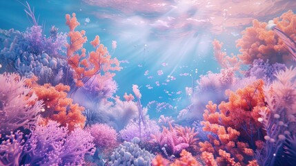 Vibrant Underwater Coral Reef Paradise: A Dreamlike Ocean Scene