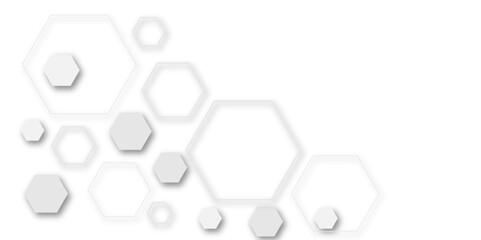 Abstract Geometric Hexagonal Structure with a Clean White and Subtle Grey Color Palette, Ideal for Technology-Themed Templates, Wallpapers, and Vector-Based Graphic Design
