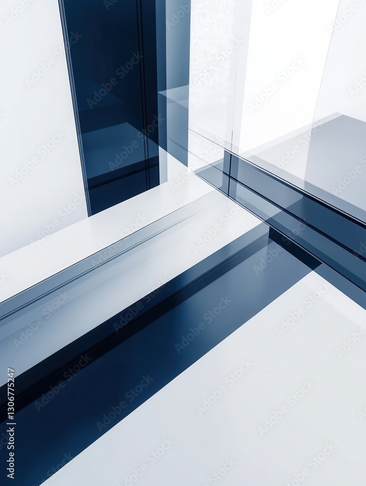Poster Modern minimalist background with geometric lines in soft gray and navy blue for stable design elements Generative AI