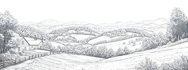 Obraz premium Adult coloring pages, illustrate the rolling hills and forests of West Virginia 