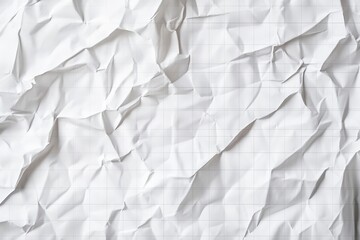 Obraz premium White paper with a grid texture background, a crumpled sheet of white graph paper, vector illustration, white background, detailed, high resolution. 