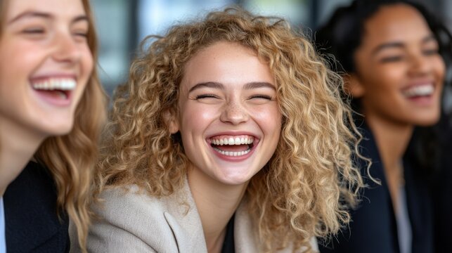 Capturing the Essence of Teamwork A Group of Business Professionals Sharing a Laugh, Symbolizing Positive Work Culture and highlighting the synergy of collaborative success Explore images that depict