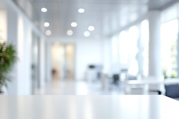 Creating Product Mockup on Empty White Table in Modern Office Space