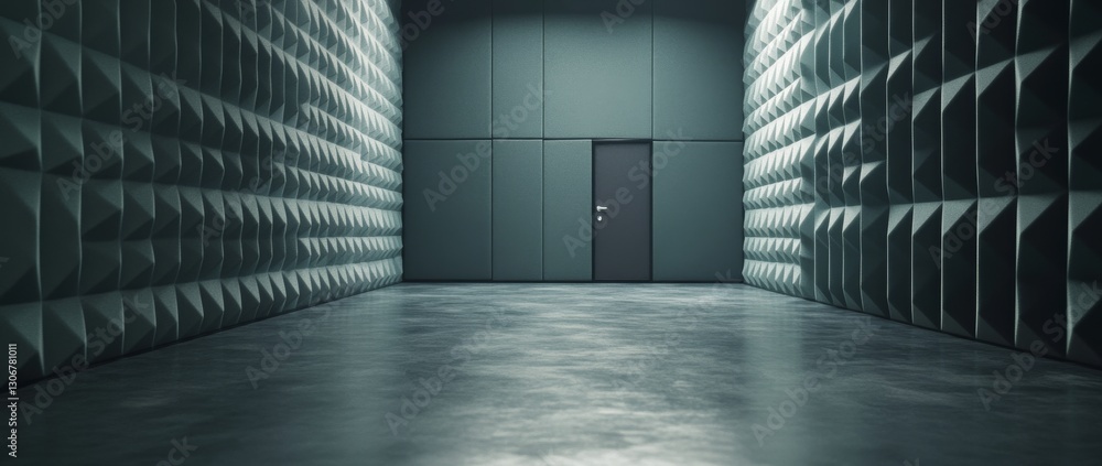 Poster modern concrete interior with textured walls and cube structures in a spacious setting