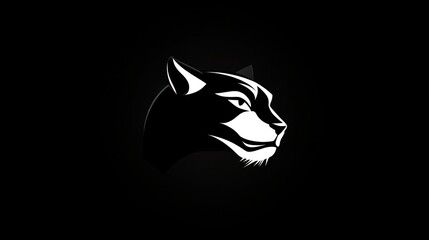 Obraz premium Black cat profile, dark background, wildlife, graphic design, logo