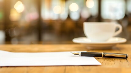 Close-up of a resignation letter on a wooden desk with a coffee cup and pen, symbolizing career change, job transition, and professional decisions in the workplace.
