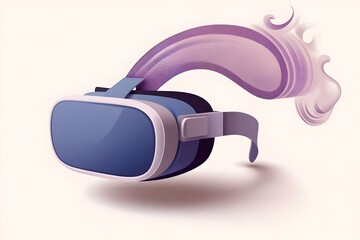  3D VR glasses in neon space, digital art illustration,  technology, futuristic, innovation, person, goggles, modern, adult, horizontal, one person, photography, virtual, virtual reality, adults only,