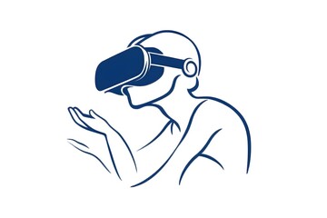  3D VR glasses in neon space, digital art illustration,  technology, futuristic, innovation, person, goggles, modern, adult, horizontal, one person, photography, virtual, virtual reality, adults only,