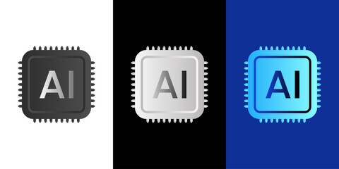 AI Chipset Icon Featuring Artificial Intelligence and Futuristic Technology Circuit Design