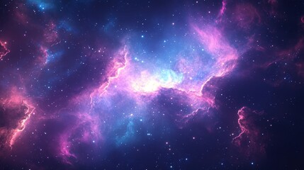 Naklejka premium Stunning Cosmic Nebula with Vibrant Colors and Stars Illuminating the Deep Universe, Perfect for Illustrating Space Exploration and Astronomy Concepts