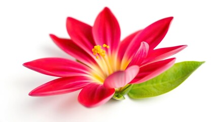 Fototapeta premium A single, vibrant flower, petals delicately unfurled, isolated against a pure white backdrop, botanical, petal