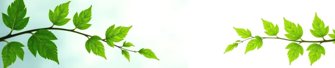 Obraz premium Leafy branches isolated against white backdrop, vines, shrubbery, garden